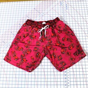 Y2K Piraña Joe Mesh Lined Swim Trunks w/ Piranha Tropical Print, Small